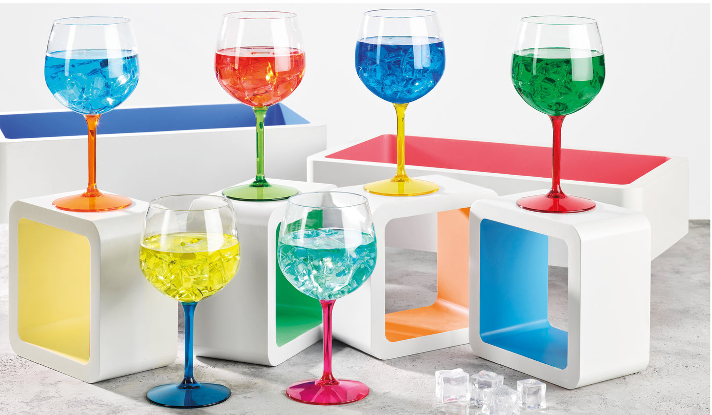 Zestaw Ballon Tonic – 6 kieliszków z kolorową nogą