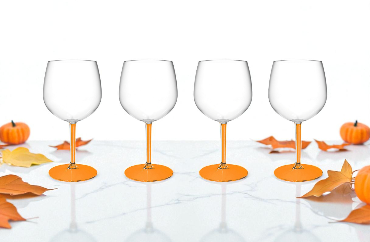 Zestaw 4 kieliszków z pomarańczową nogą - Halloween Edition