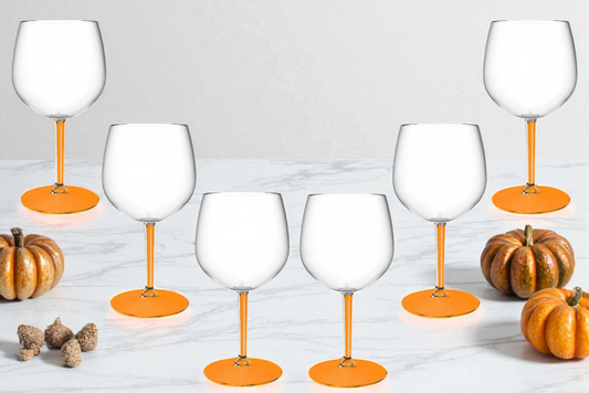 Zestaw 6 kieliszków Halloween – z pomarańczową nogą