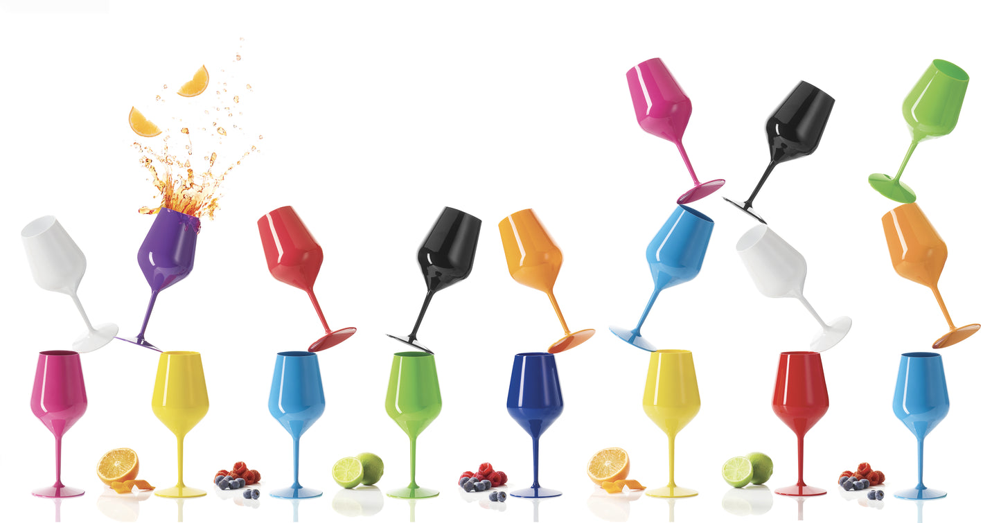 Zestaw Summer – 6 kolorowych kieliszków do wina