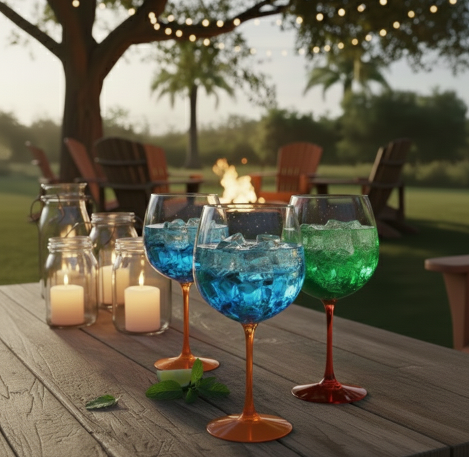 Kieliszek plastikowy do drinków Baloon pomarańczowa noga 580 ml