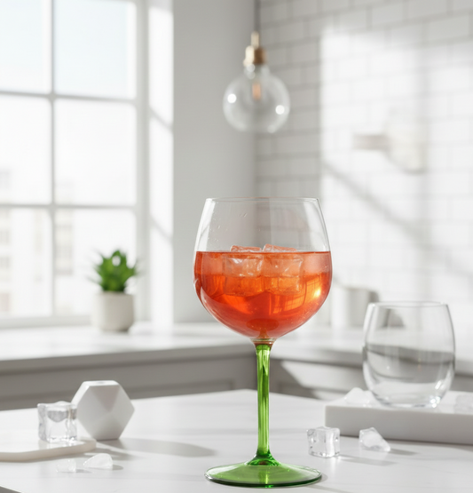 Kieliszek plastikowy do drinków Baloon z zieloną nogą 580 ml