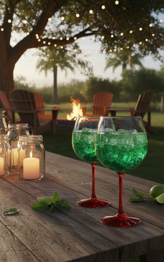 Kieliszek plastikowy do drinków Baloon z czerwoną nogą 580 ml