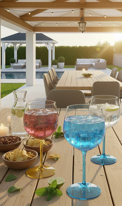 Kieliszek plastikowy do drinków Baloon z niebieską nogą 580 m