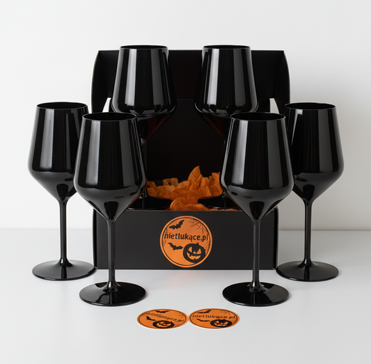 Zestaw 6 czarnych kieliszków Halloween Edition